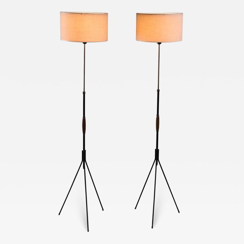 Svend Aage Holm S rensen Pair of Danish Modern height adjustable floor lamps