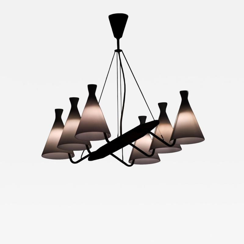 Svend Aage Holm S rensen Sorensen Ceiling Lamp in Brass Teak and Opaline Glass by Svend Aage Holm S rensen 1950s