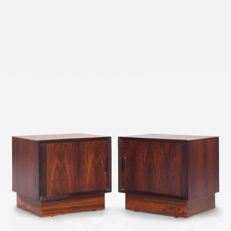 Svend Aage Madsen Svend Madsen Mid Century Danish Rosewood Tambour Door Nightstands Pair
