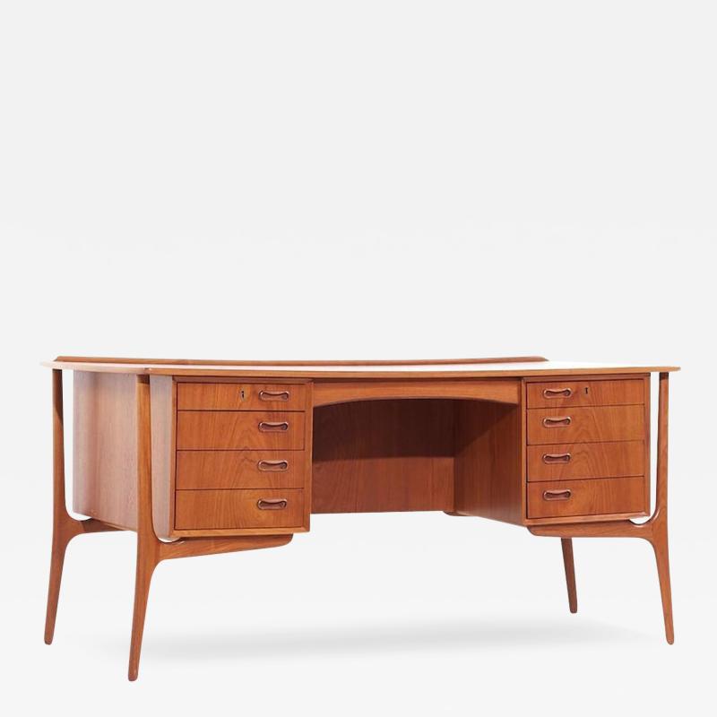 Svend Aage Madsen Svend Madsen Mid Century Danish Teak Curved Desk