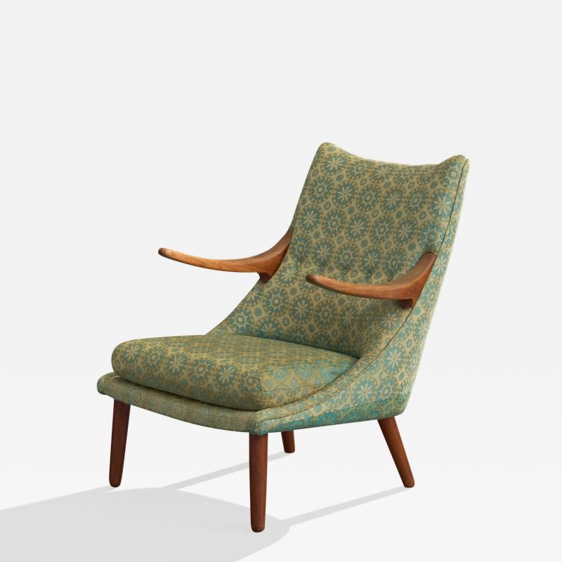 Svend Skipper Prototype Lounge Chair with Teak and Fabric Denmark 1950s