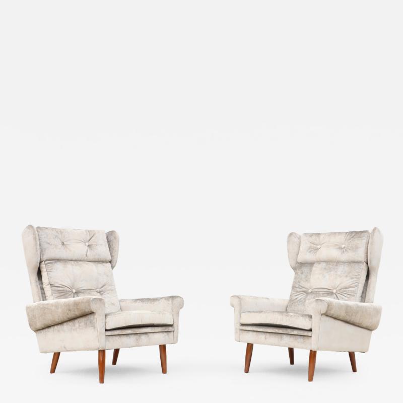 Svend Skipper Svend Skipper High Back Lounge Chairs In Barbara Barry Couture Fabric