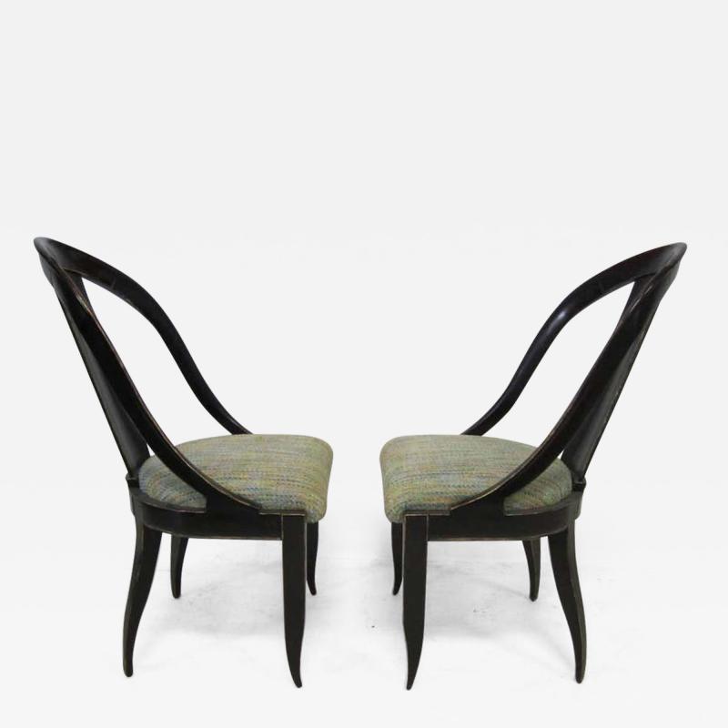 Swaim Furniture Sensuous Pair of Swaim Spoon Back Lacquered Side Chairs Mid Century Modern