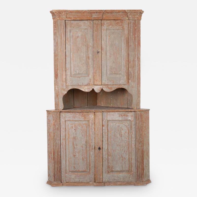 Swedish 19th Century Painted Corner Cabinet