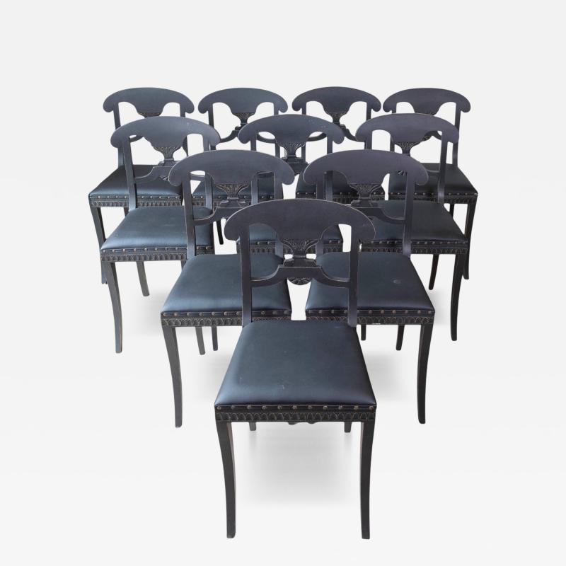 Swedish 19th Century Painted Dining Chairs Set of Ten