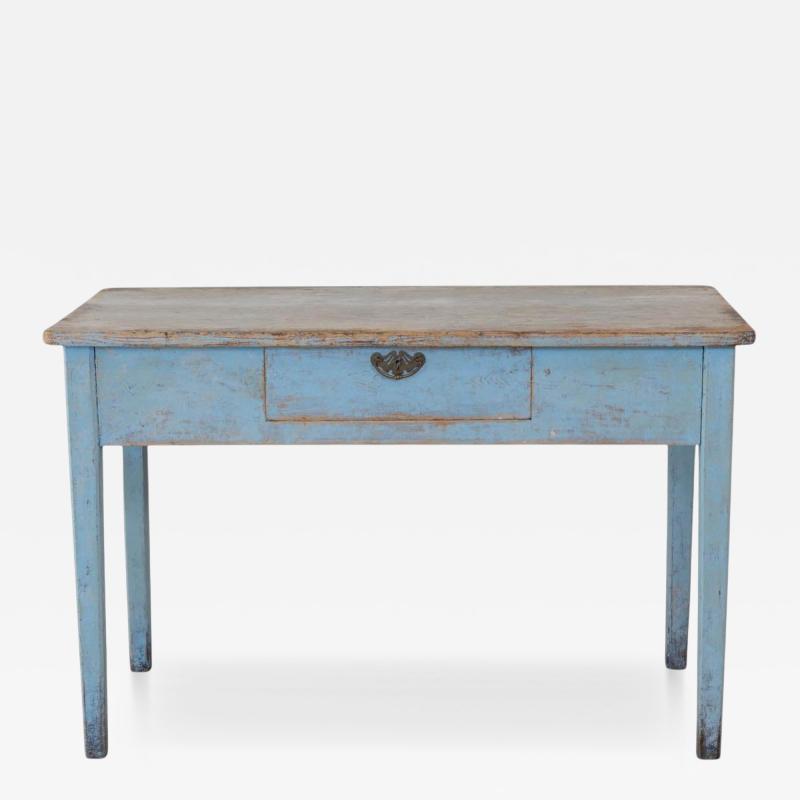 Swedish 19th Century Pale Blue Painted Pine Farmhouse Table circa 1830 1850