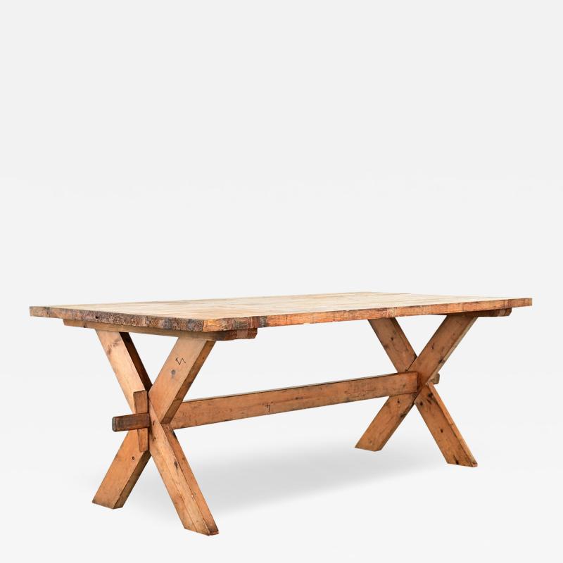 Swedish 20th Century Pine Trestle Table
