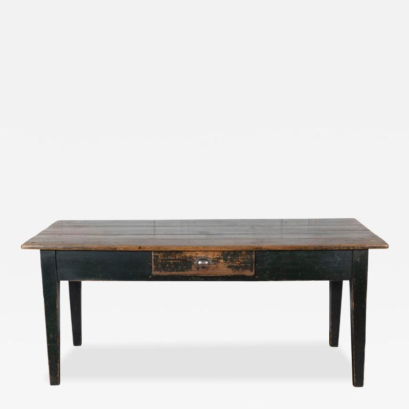 Swedish Antique Country Kitchen Table with Drawers 19th Century