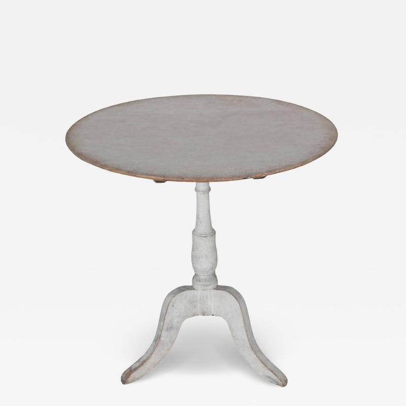 Swedish Antique Tilt Top Table in Original White Paint Circa 1880