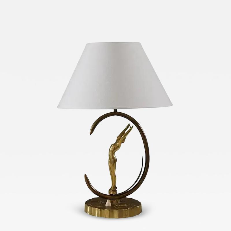 Swedish Art Deco Table Lamp in Brass