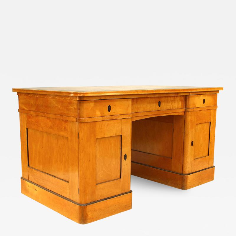 Swedish Biedermeier Birch Kneehole Desk