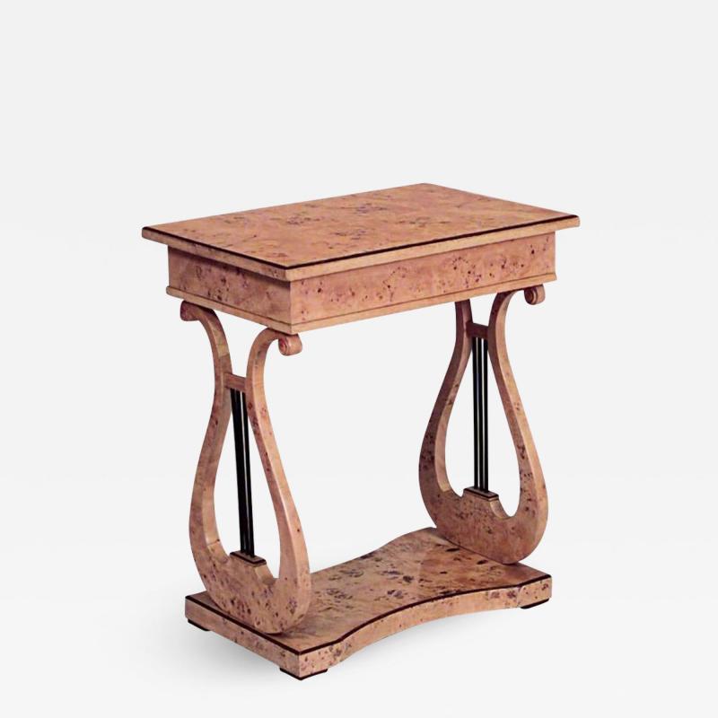 Swedish Biedermeier Birch Lyre End Table