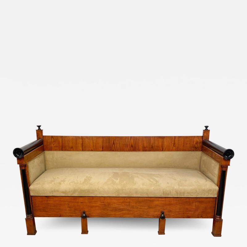 Swedish Biedermeier Birch and Ebony Settee Trundle Bed early 19th century