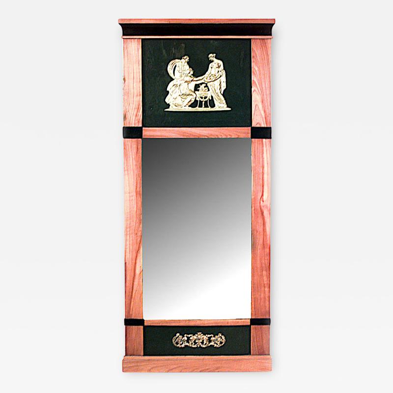 Swedish Biedermeier Maple and Black Lacquered Wall Mirror