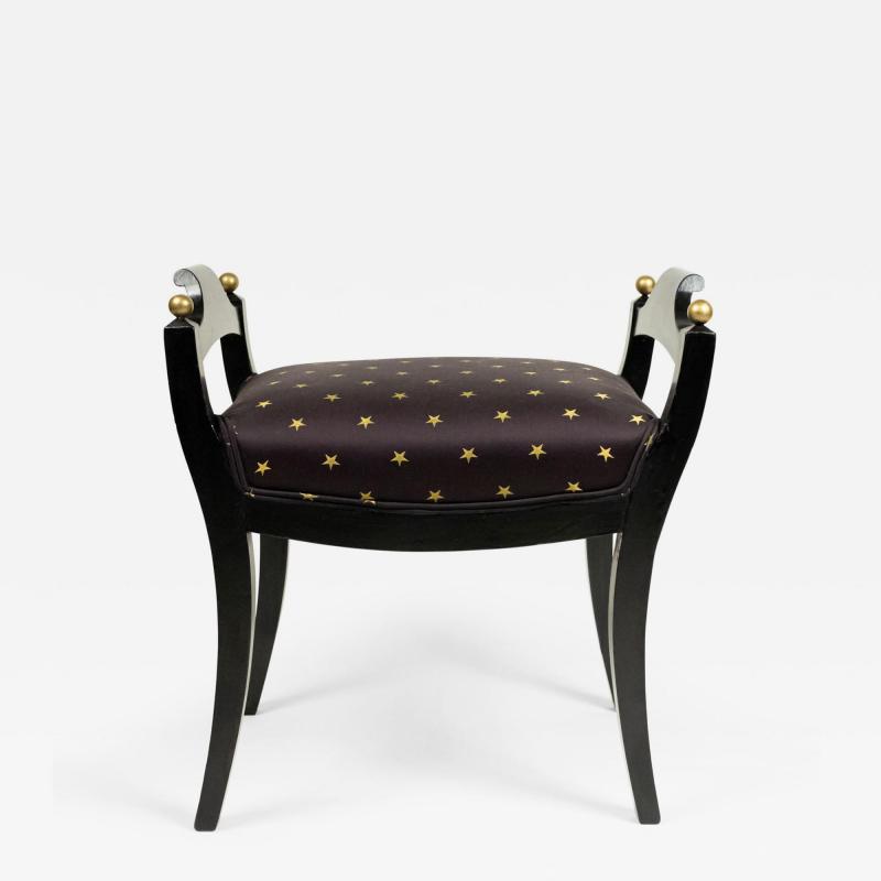 Swedish Biedermeier Style Black and Gold Star Bench