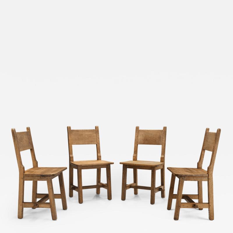 Swedish Brutalist Set of Solid Wood Chairs Sweden ca 1940s