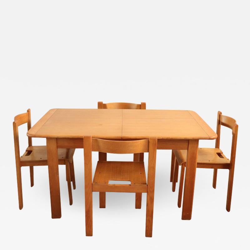 Swedish Design Set of Dining Room Extendable Table with Four Chairs