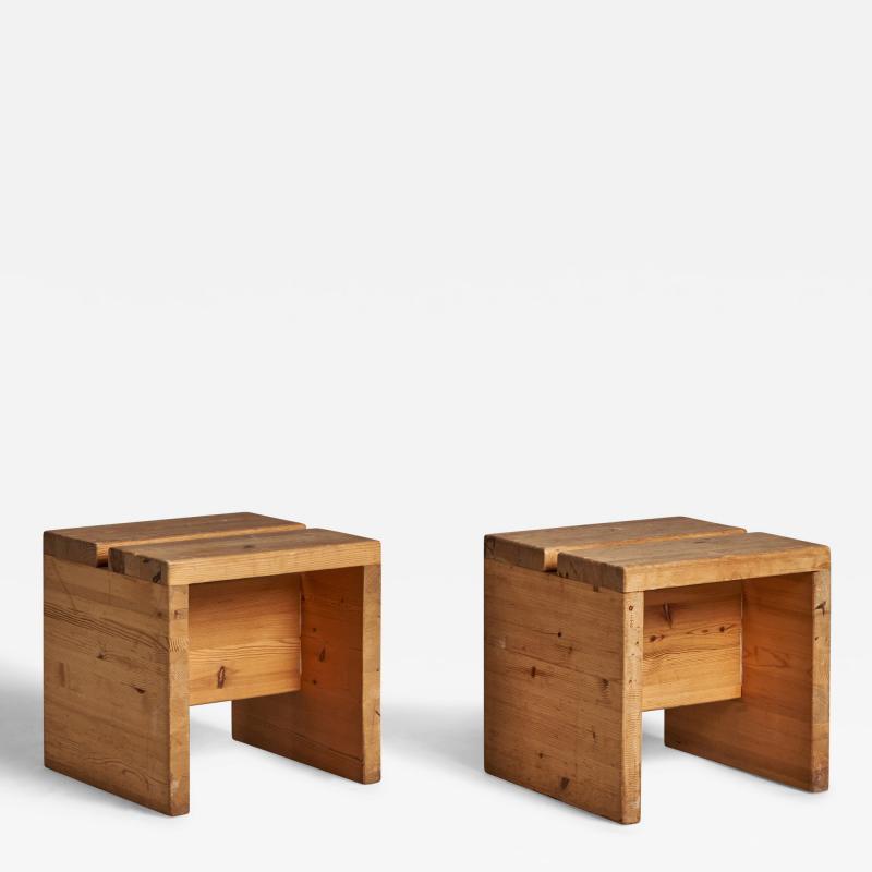 Swedish Designer Stools in Pine Sweden 1970s