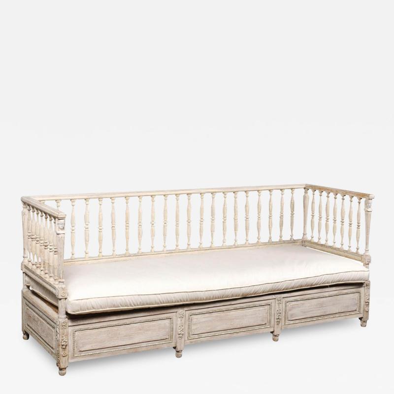 Swedish Egyptian Revival Period 1790s Painted Sofa with Carved Pharaonic Heads