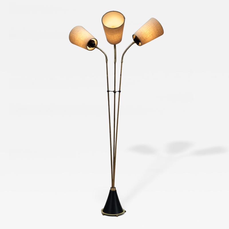 Swedish Floor Lamp with Three Adjustable Arms Sweden Mid 20th Century