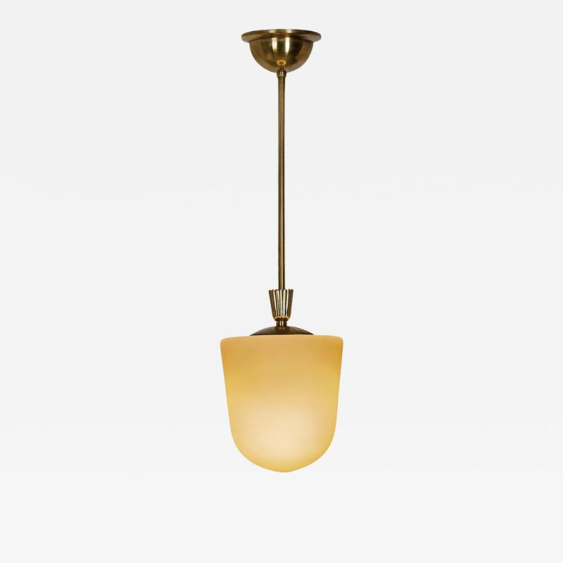 Swedish Grace Brass and Glass Hanging Lamp Sweden ca 1920s