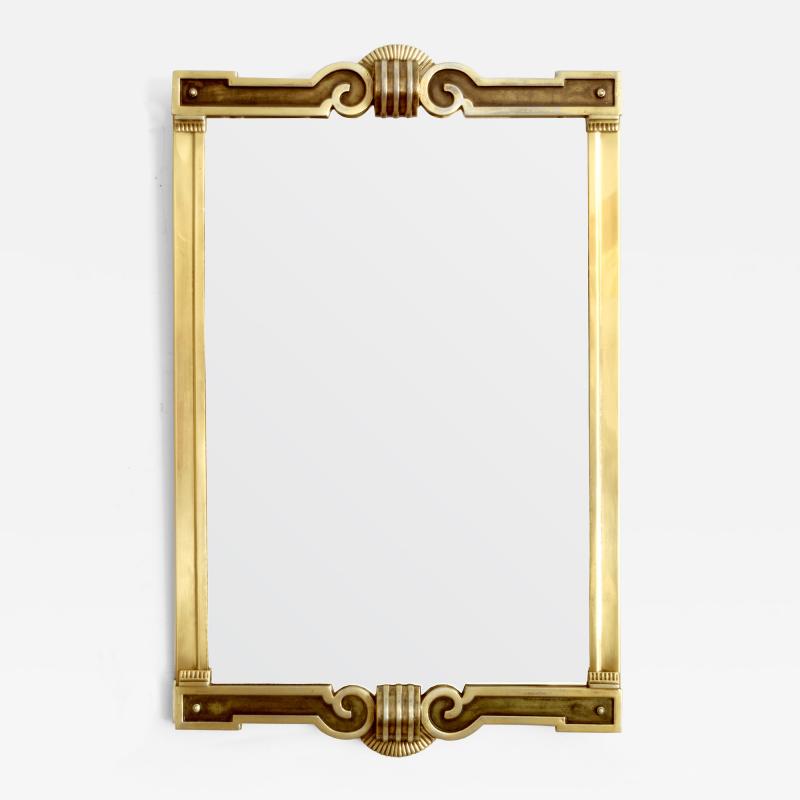 Swedish Grace brass plated mirror with Neoclassical details