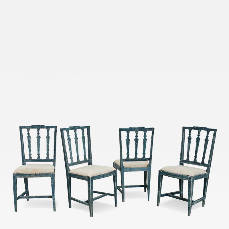 Swedish Gustavian 18th Century Set of Four Painted Side Chairs