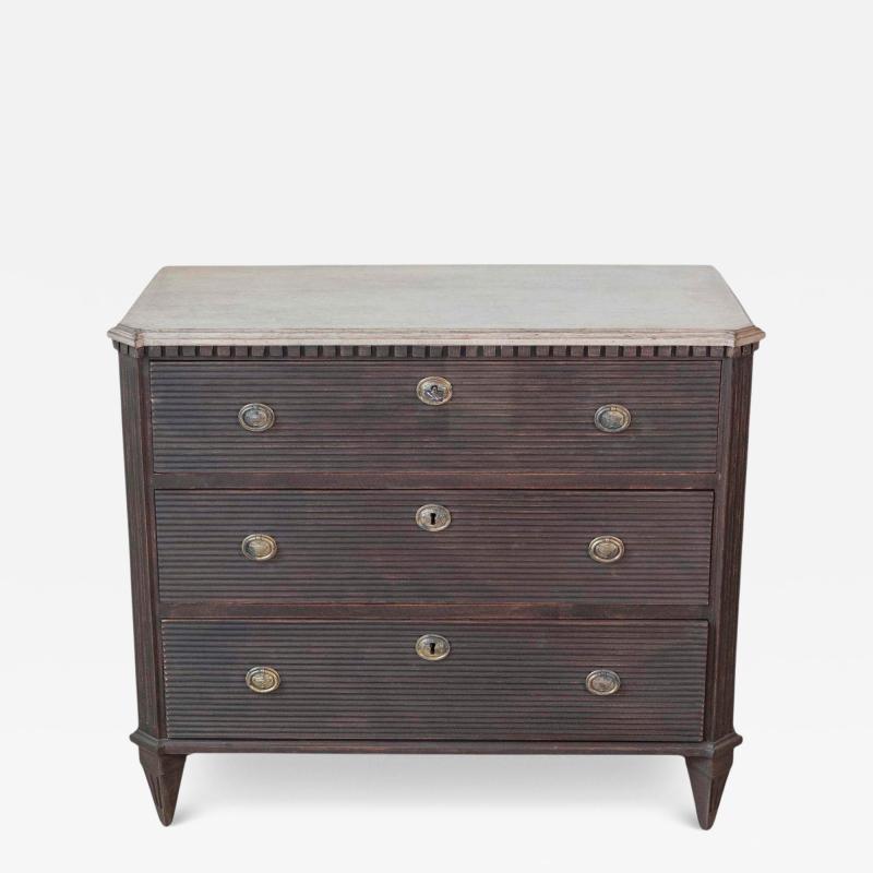 Swedish Gustavian Inspired Three Drawer Chest with Painted Top