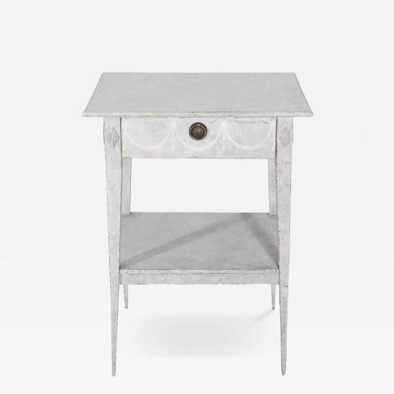 Swedish Gustavian Painted Console Table with Drawer and Shelf Circa 1860