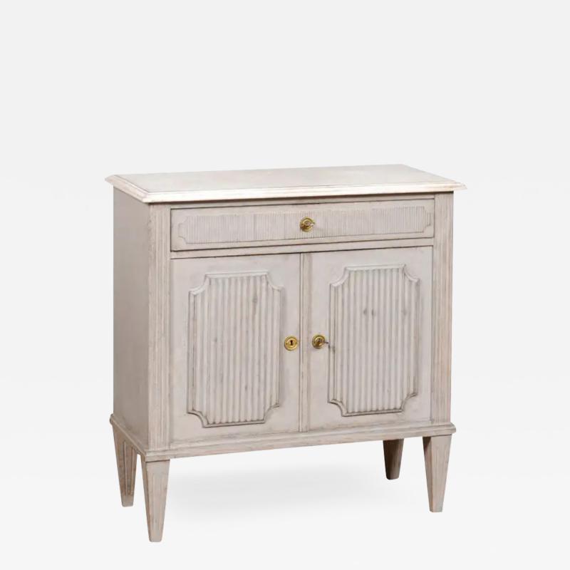 Swedish Gustavian Style 19th Century Painted Wood Sideboard with Reeded Motifs