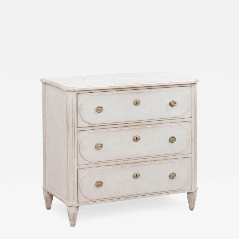 Swedish Gustavian Style 19th Century Three Drawer Chest with Marbleized Top