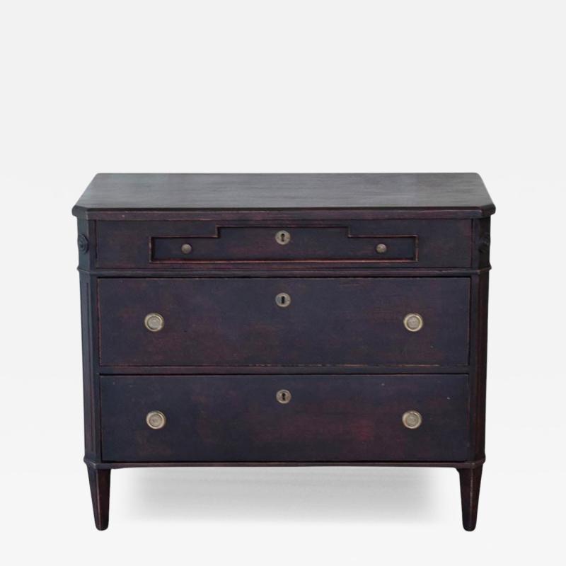 Swedish Gustavian Style Black Painted Chest of Drawers circa 1900 1910
