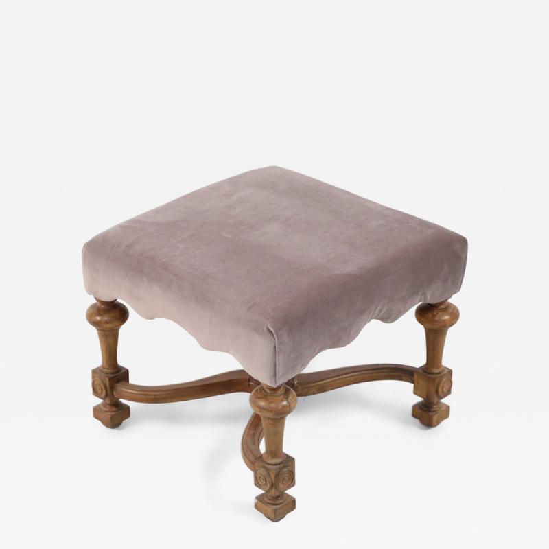 Swedish Gustavian Style Oak and Mauve Upholstered Footstool