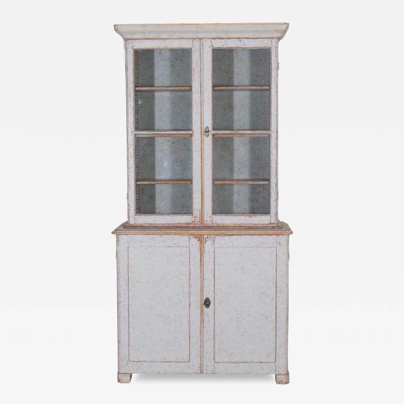 Swedish Late 19th Century Painted Bookcase with Glass Doors