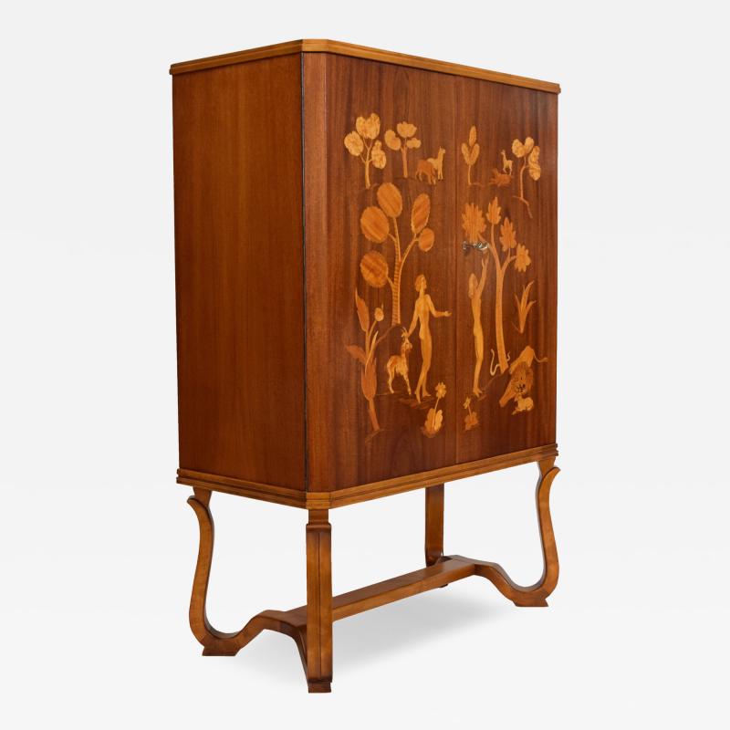 Swedish Mahogany Art Deco Bar cabinet 1930 40s