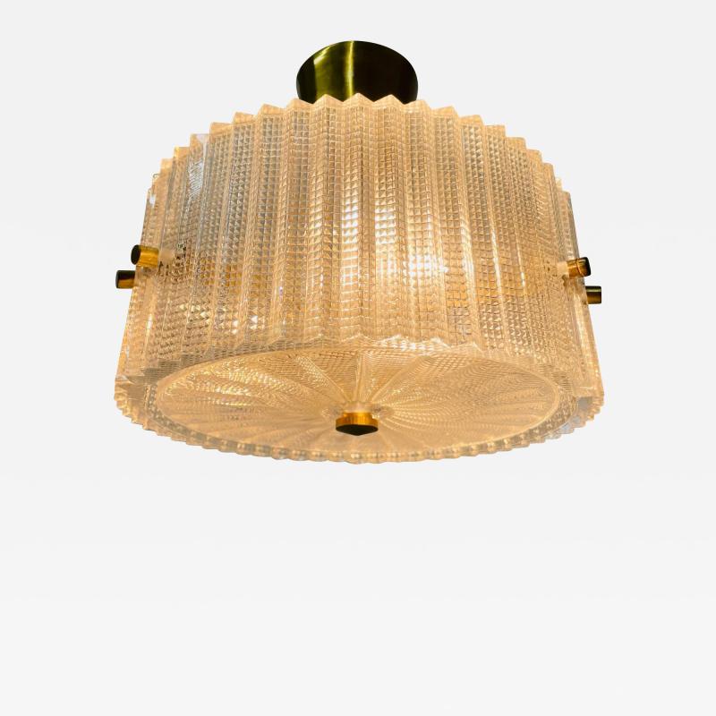 Swedish Mid Century Modern Pendant Chandelier Glass and Brass Carl Fagerlund