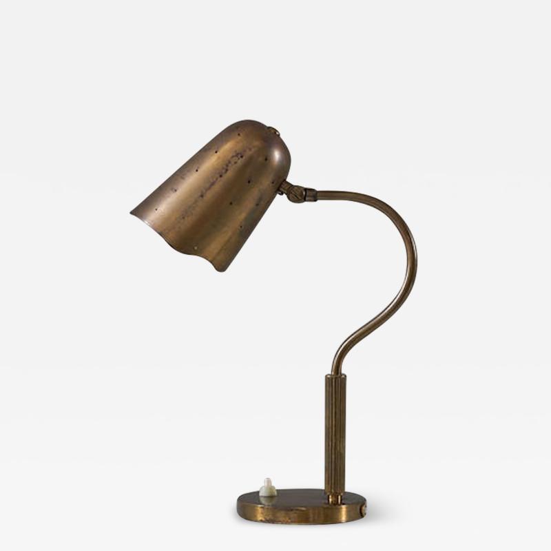 Swedish Midcentury Table Lamp in Perforated Brass