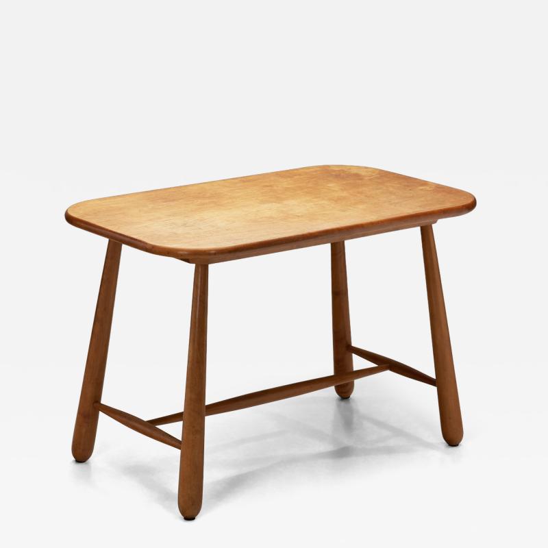 Swedish Modern Birch Side Table with Turned Legs Sweden ca 1940s