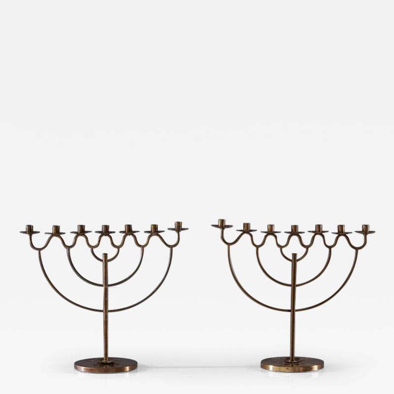 Swedish Modern Candlesticks in Brass
