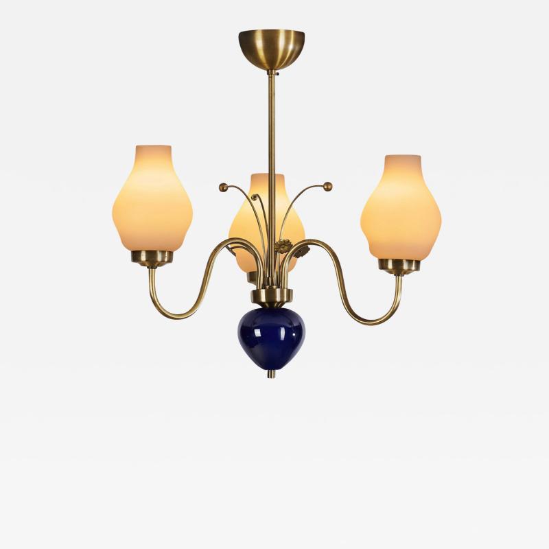 Swedish Modern Ceiling Lamp with Floral Details Sweden ca 1950s