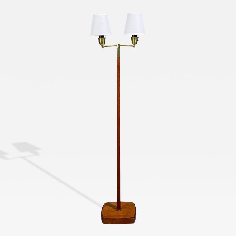 Swedish Modern Floor Lamp Teak Brass Sweden 1960s