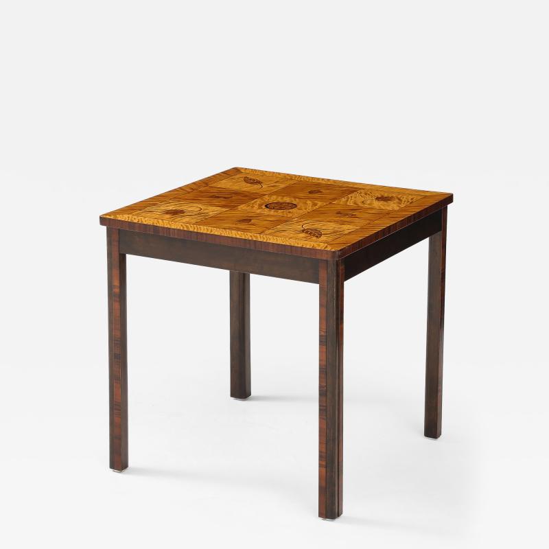 Swedish Modern Inlaid Side Table Circa 1940s