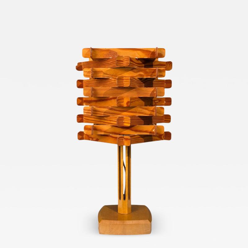 Swedish Modern Large Table Lamp Lacquered Pine Sweden 1970s