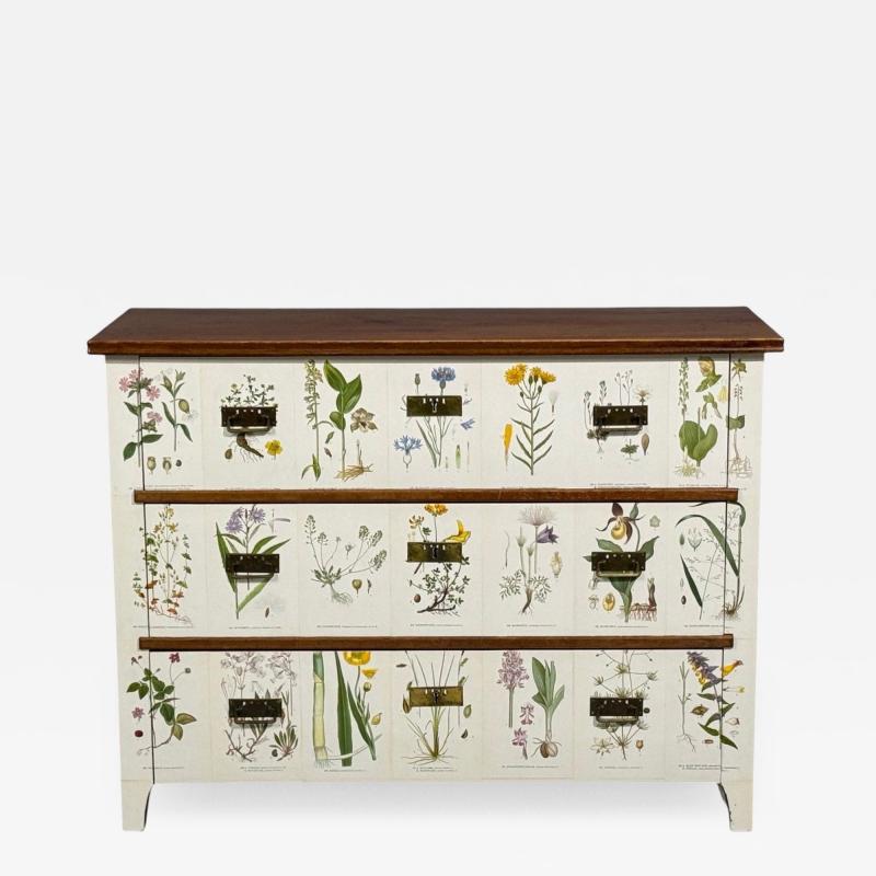 Swedish Modern Nordens Flora Dresser Brass Floral Lithographs Sweden 1930s