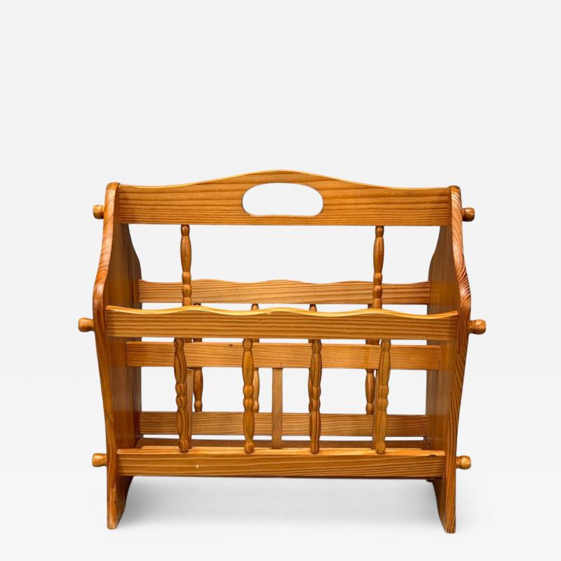 Swedish Modern Pine Magazine Rack Sweden 1960s