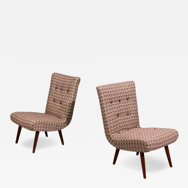 Swedish Modern Slipper Chairs Birch Fabric Sweden 1940s