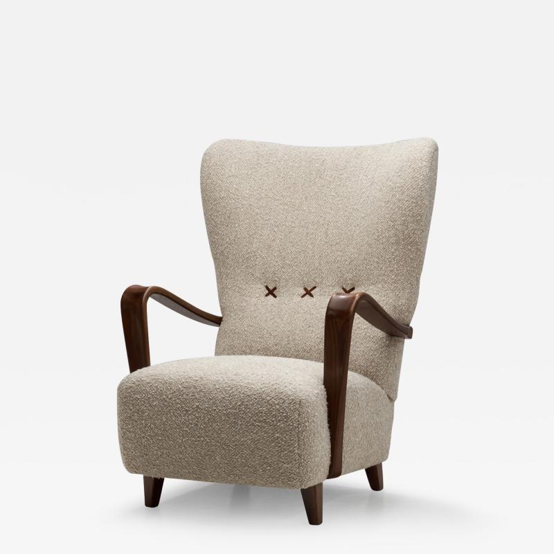 Swedish Modern Upholstered Lounge Chair Sweden 1940s