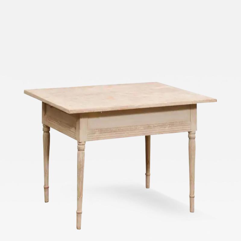 Swedish Neoclassical 1790s Painted Wood Wall Table with Carved Waterleaf Motifs