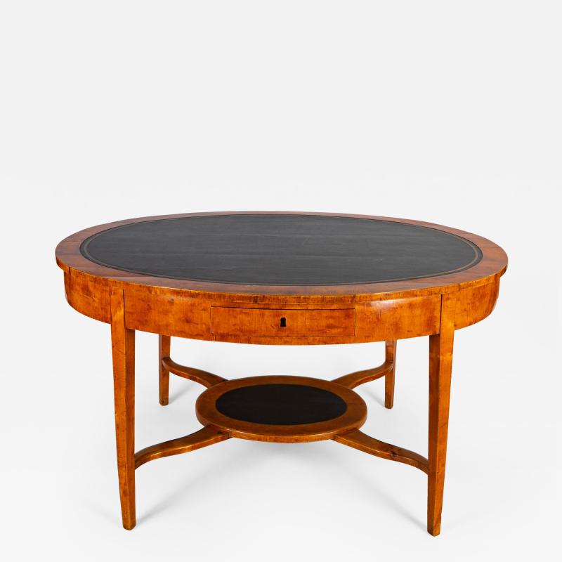 Swedish Neoclassical Birch Oval Writing Table