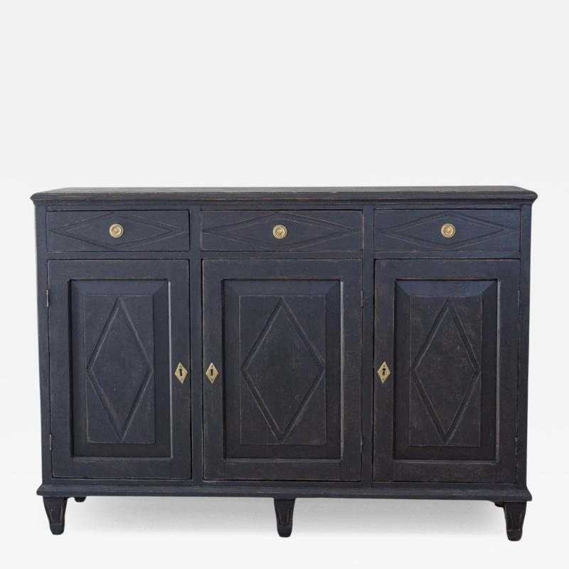 Swedish Neoclassical Black Painted Three Door Buffet 20th Century